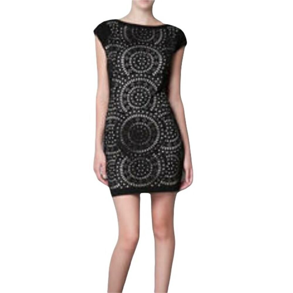 Zara W&B Collection Black Laser Cut Dress Size S/M !